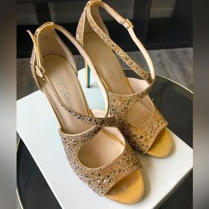 Betsey Johnson Gold, embellished evening shoes